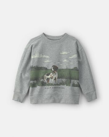 Gar&ccedil;ons - Chandail en jersey bouclette &agrave; motif chien - Gris, 
