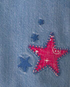 Toddler Girl Bandana Denim Shortall - Blue/Red, image 3 of 4 slides