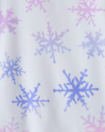 Filles - Robe de nuit à manches longues en polaire avec imprimé flocon de neige - Bleu, 