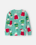 Toddler 2-Piece Christmas DreamPlush Snug Fit Pyjama Set - Green, image 3 of 5 slides