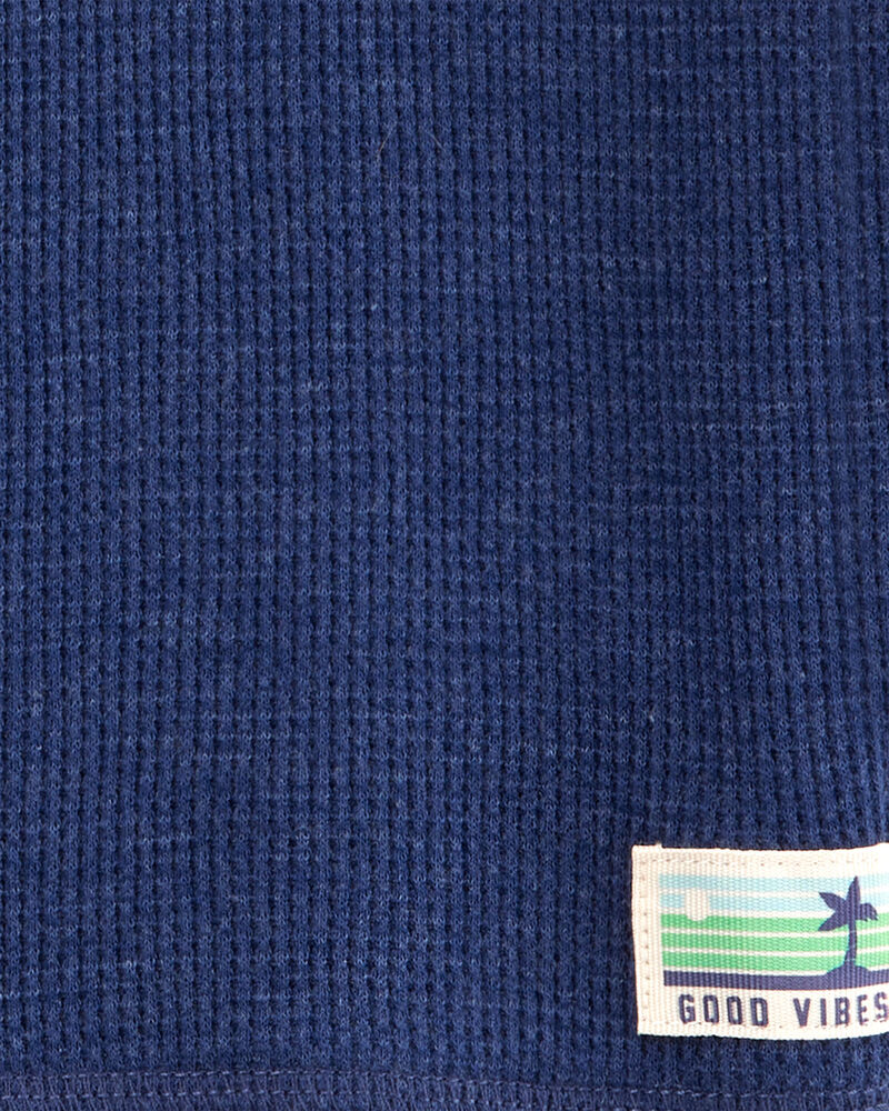 Toddler Solid Woven Short-Sleeve Tee - Navy, image 2 of 3 slides