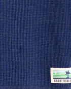Toddler Solid Woven Short-Sleeve Tee - Navy, image 2 of 3 slides