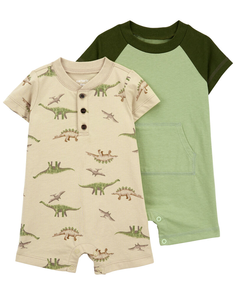Baby 2-Pack Cotton Rompers, image 1 of 4 slides