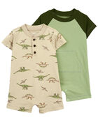 Baby 2-Pack Cotton Rompers, image 1 of 4 slides