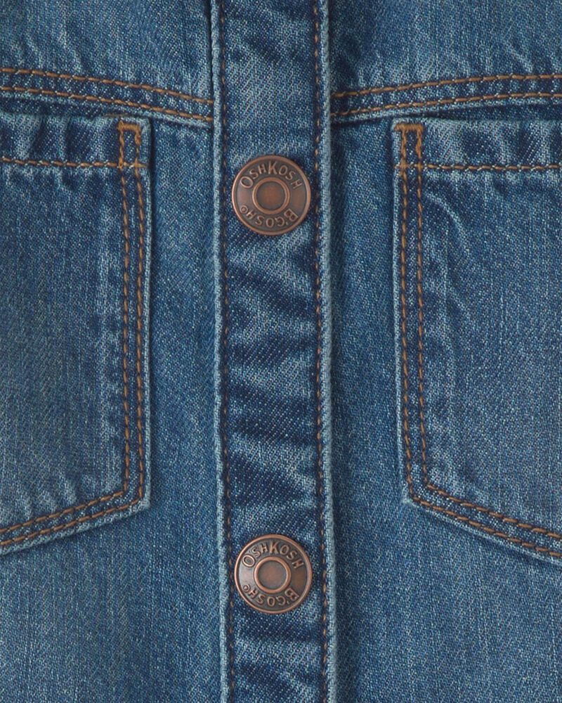 Girls Denim Long-Sleeve Top - Medium Wash, image 2 of 7 slides