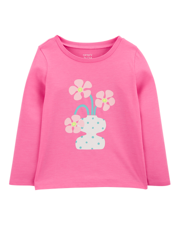 Toddler Flower Cotton Blend Graphic Tee, 