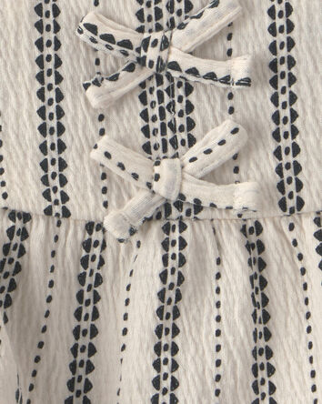 Baby Girl 2-Piece Striped Top & Short Set - Black/Ivory, 