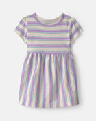 Baby Girl Striped Short-Sleeve Dress - Blue, image 1 of 4 slides