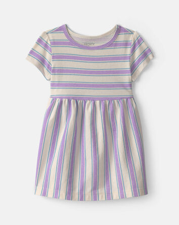 Baby Girl Striped Short-Sleeve Dress - Blue, 