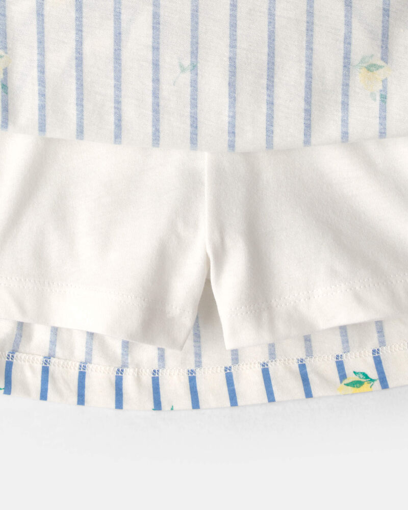 Toddler Girl Lemon Striped Skort - Blue/Ivory, image 2 of 4 slides
