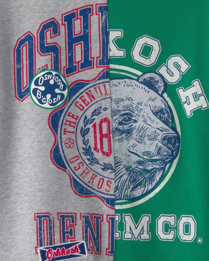 Boys 'Oshkosh Denim Co' French Terry Pullover Sweatshirt - Grey/Green, image 2 of 4 slides