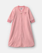 Baby Girl Striped Fleece Loose Fit Wearable Blanket - Pink, image 1 of 4 slides