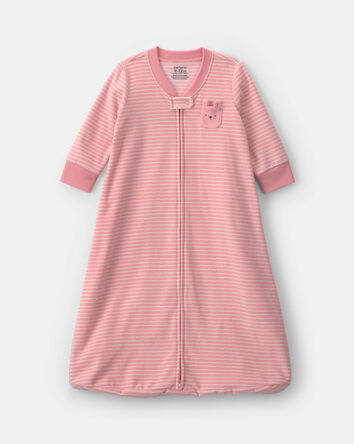 Baby Girl Striped Fleece Loose Fit Wearable Blanket - Pink, 