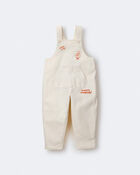 Toddler Let's Eat' Overall with Kanga Pocket - Cream, image 2 of 6 slides