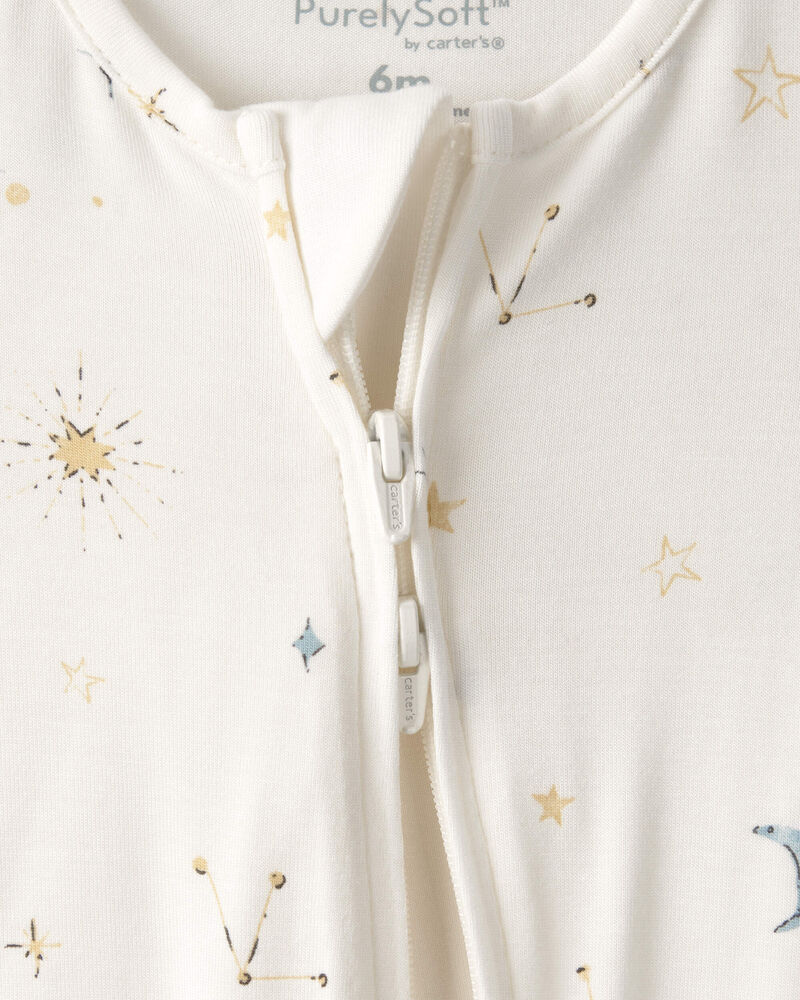 B&eacute;b&eacute; - Grenouill&egrave;re PurelySoft &agrave; fermeture &agrave; glissi&egrave;re 2 sens, constellation - Cr&egrave;me, image 2 sur 5 diapositives