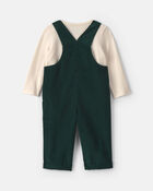 Baby Boy 2-Piece Candy Cane Corduroy Long-Sleeve Overall Set - Green/Cream, image 2 of 6 slides