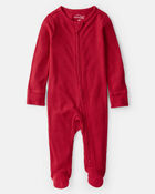 Baby Solid Print PurelySoft Long-Sleeve Sleeper- Red, image 1 of 7 slides