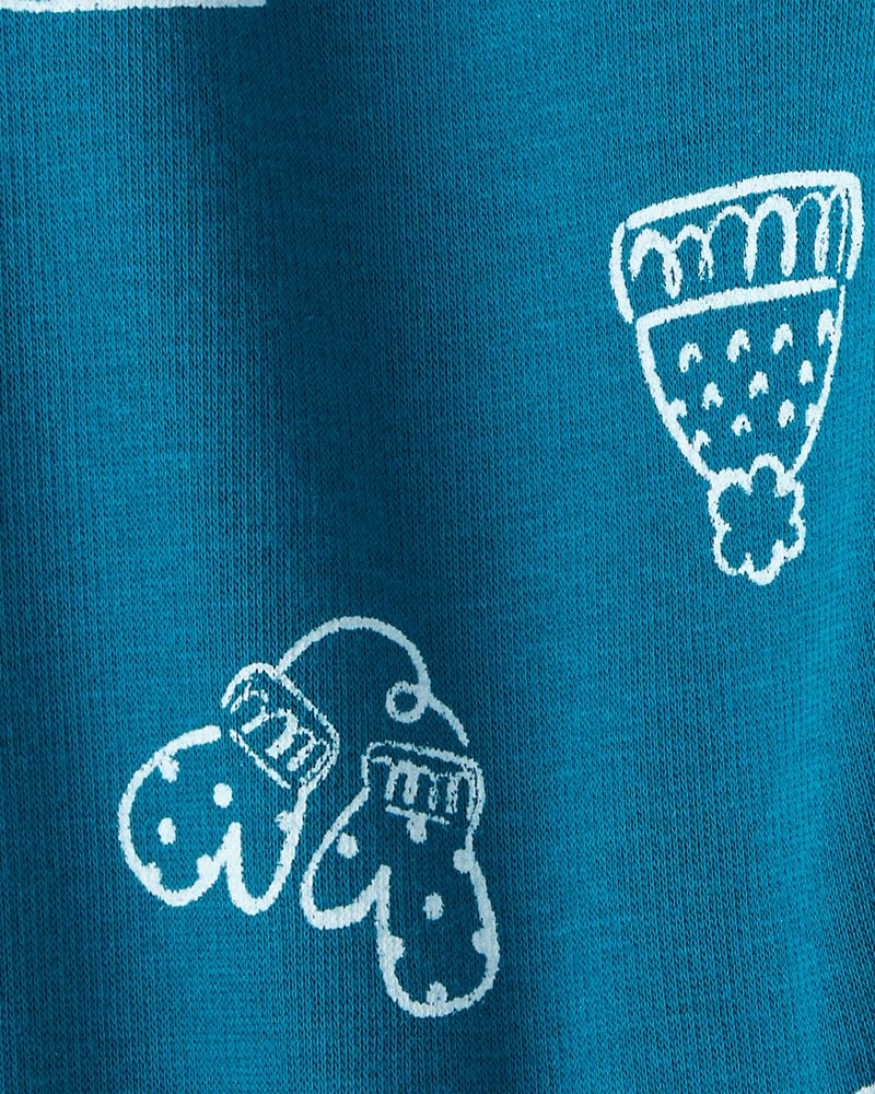 Baby Girl Winter Print Pull-On Stretch Cozy Leggings - Blue, image 4 of 5 slides