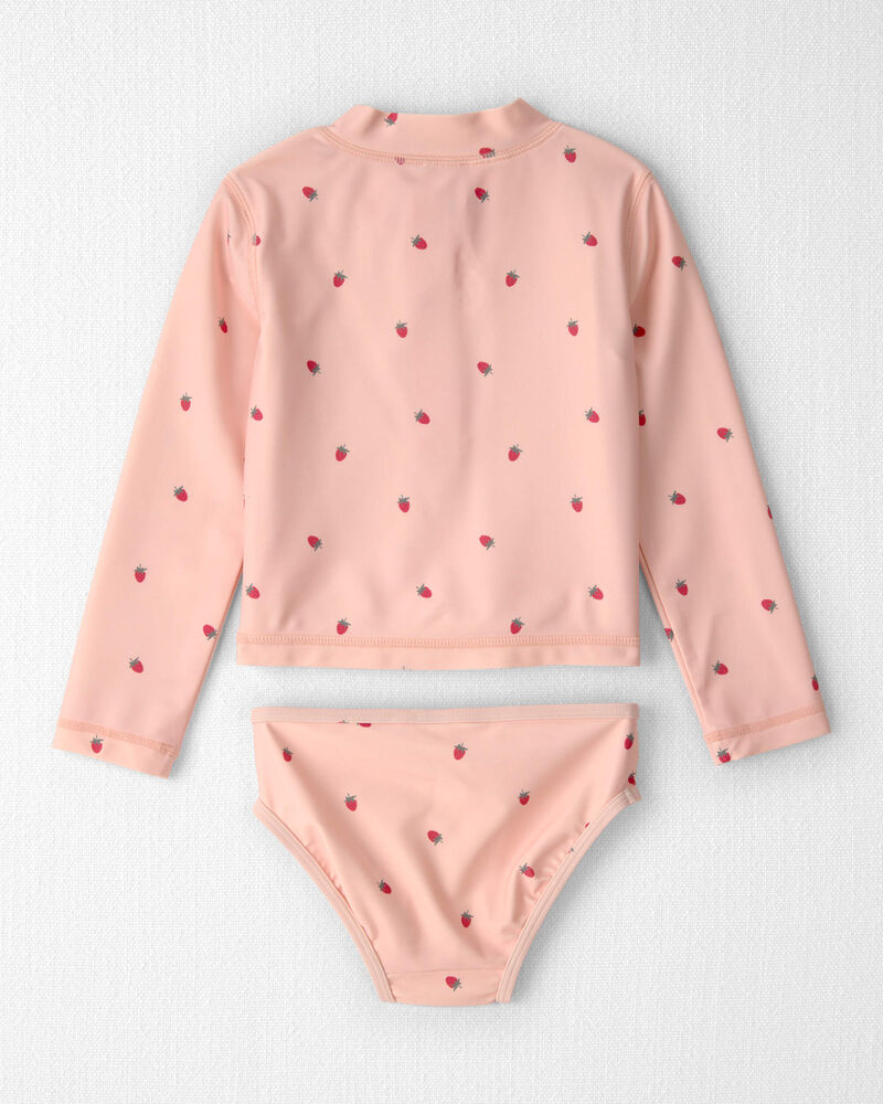 Tout-petit fille - Ensemble 2 pi&egrave;ces maillot dermoprotecteur en mat&eacute;riaux recycl&eacute;s &agrave; imprim&eacute; de p&eacute;tales, image 2 sur 4 diapositives