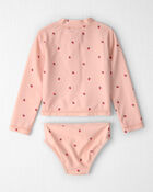 Tout-petit fille - Ensemble 2 pi&egrave;ces maillot dermoprotecteur en mat&eacute;riaux recycl&eacute;s &agrave; imprim&eacute; de p&eacute;tales, image 2 sur 4 diapositives