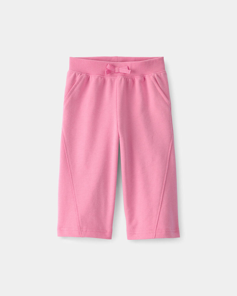 B&eacute;b&eacute; fille - Pantalon de sport &agrave; jambe large en jersey bouclette - Rose, image 1 sur 3 diapositives