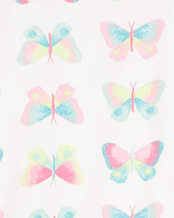 Kid Butterfly Print Snug Fit Cotton 4-Piece Pyjamas, 