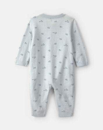 B&eacute;b&eacute; gar&ccedil;on - Combinaison manches longues avec fermeture &agrave; glissi&egrave;re double sens &agrave; motif train - Bleu, 