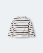 Toddler Girl Striped Mock Neck Long-Sleeve Top - Black/White, image 2 of 6 slides