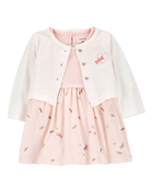 Bébé Ensemble 2 pièces robe cache-couche et cardigan, image 1 sur 5 diapositives