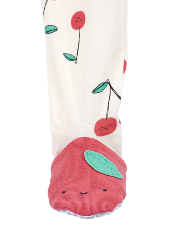 Toddler 1-Piece Cherry Print 100% Snug Fit Cotton Footie Pyjamas, 