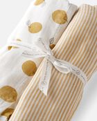 2-Pack Organic Cotton Muslin Swaddle Blankets, image 1 of 3 slides