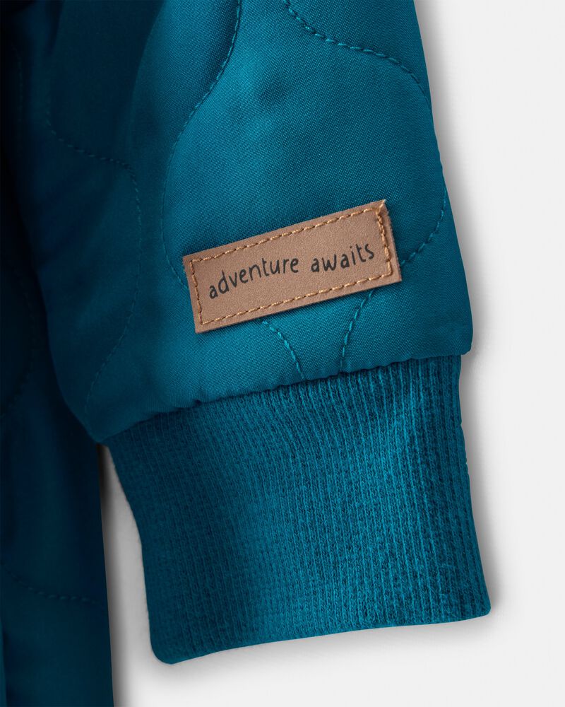 Baby Boy Quilted Long-Sleeve Jumpsuit - Blue, image 3 of 5 slides