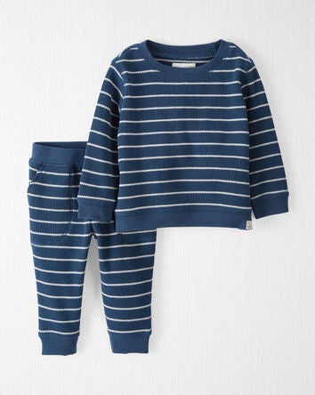 Baby Waffle Knit Set Made with Organic Cotton in Stripes, 