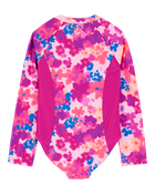 Kid 1-Piece Floral Print Long-Sleeve Rashguard Swimsuit - Pink, image 2 of 4 slides