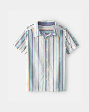 Gar&ccedil;ons - Chemise boutonn&eacute;e &agrave; manches courtes et &agrave; rayures, 