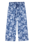 Enfant Pantalon à cordon de serrage à motifs de fleurs - Bleu, image 1 sur 5 diapositives