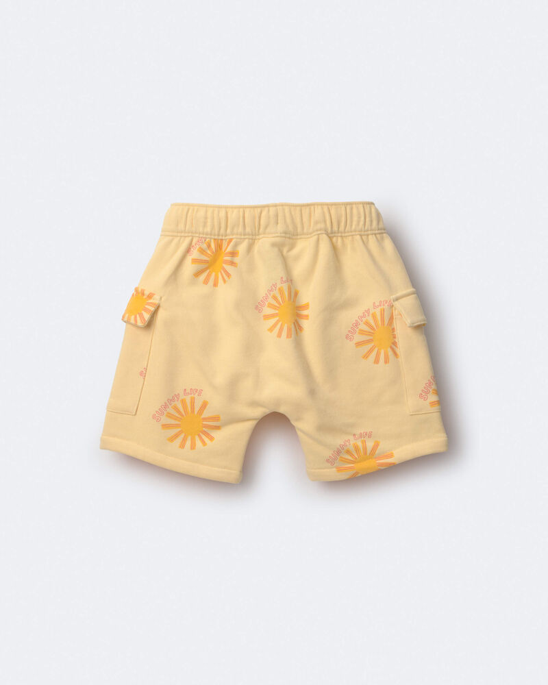 Tout-petit gar&ccedil;on - Short cargo en jersey bouclette &agrave; imprim&eacute; Rayon de soleil - Jaune, image 5 sur 6 diapositives