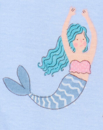 Toddler Mermaid Print Snug Fit Cotton 4-Piece Pyjamas, 