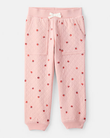 Toddler 2-Piece Apple Print Doubleknit Pant Set - Pink, 