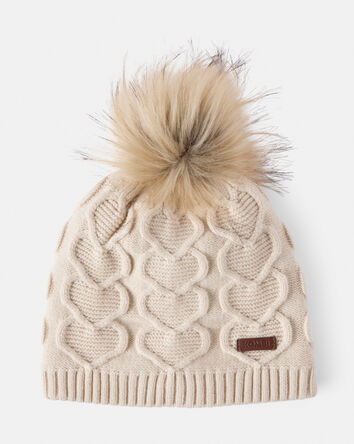 Filles - Tuque torsadée à pompon et cœur KOMBI pour jeunes, 