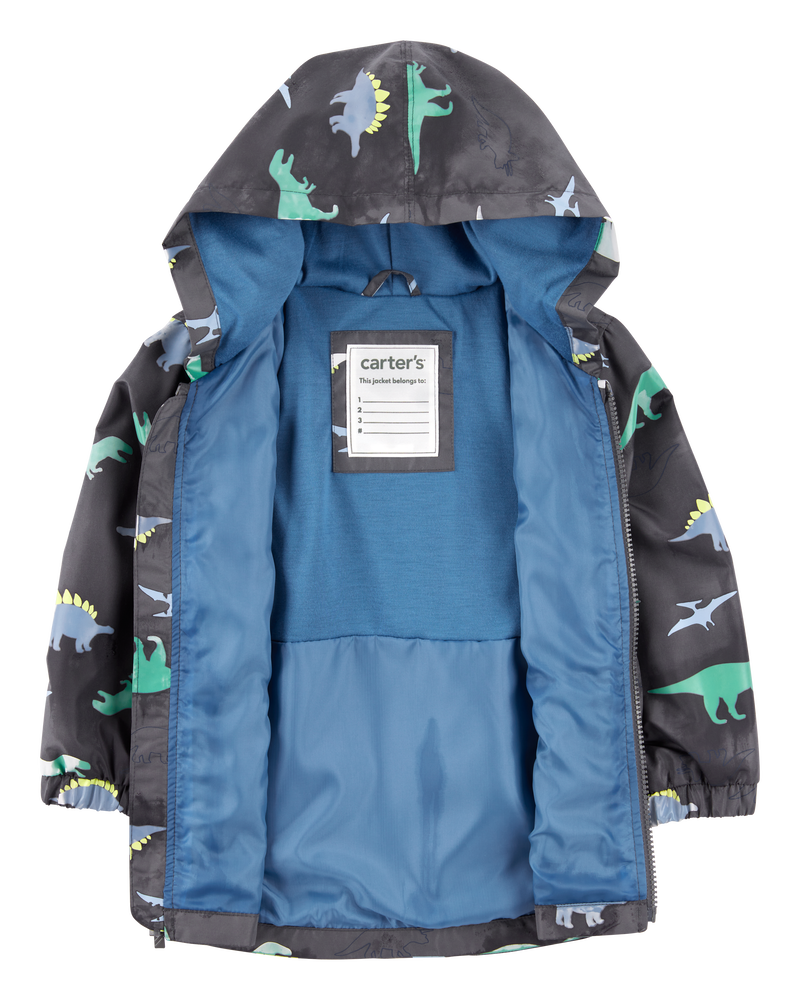Toddler Dinosaur Colour Changing Rain Jacket - Grey, image 6 of 6 slides