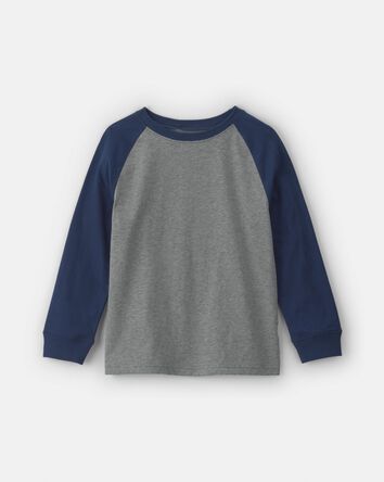 Gar&ccedil;ons - T-shirt manches longues aux couleurs contrast&eacute;es &ndash; Gris/Bleu marine, 