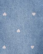Tout-petit Salopette en denim tricoté à motifs de cœurs - Bleu, image 3 sur 5 diapositives