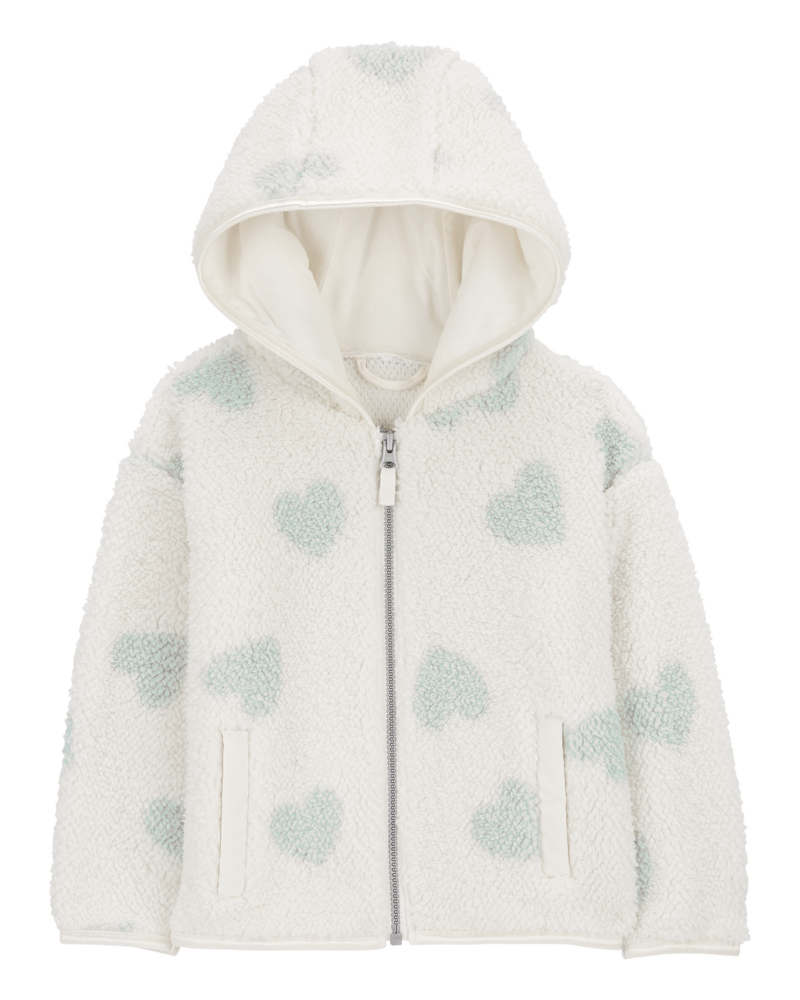 Toddler Heart Zip-Up Sherpa Hoodie, image 1 of 3 slides