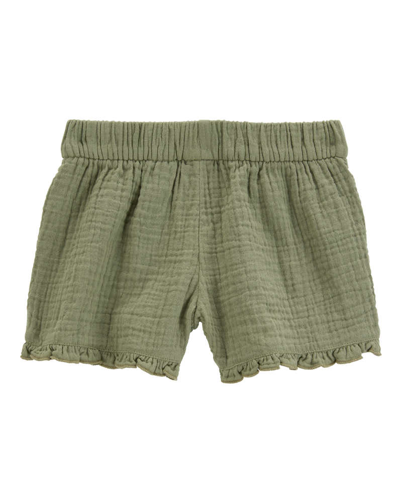 Baby Ruffle Gauze Shorts - Green, image 2 of 4 slides