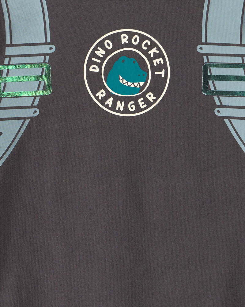 T-shirt manches longues &agrave; imprim&eacute; fus&eacute;e de l&rsquo;espace dinosaure pour tout-petit - Gris, image 3 sur 4 diapositives