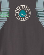 T-shirt manches longues &agrave; imprim&eacute; fus&eacute;e de l&rsquo;espace dinosaure pour tout-petit - Gris, image 3 sur 4 diapositives