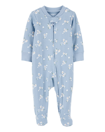 Baby Floral 2-Way Zip Cotton Sleeper pyjamas, 