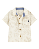 Baby Boy Tropical Paisley Cotton Short-Sleeve Top - Cream, image 1 of 3 slides