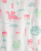 Girls 2-Pack Fairy Tale Dragon Loose Fit Nightgown - Blue/Ivory, image 4 of 5 slides